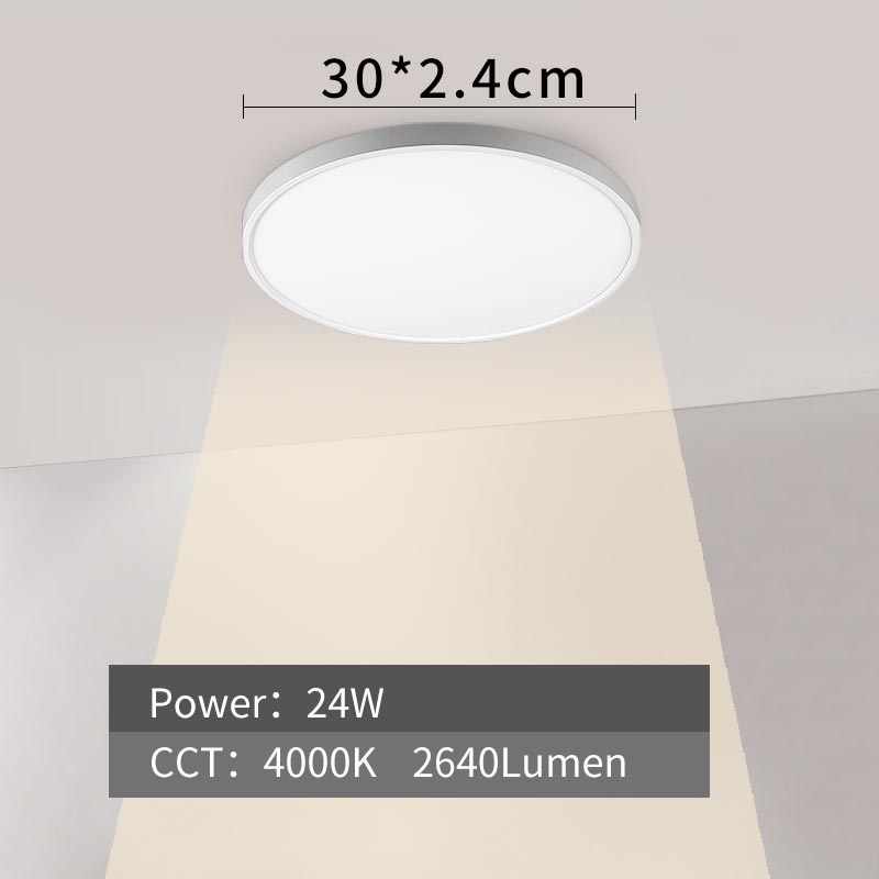 Moderne ledet taklampe 12w 18w 24w 32w 220v 5000k kjøkken soverom dårlig lamper ultratynn taklampe: 24w-4000k