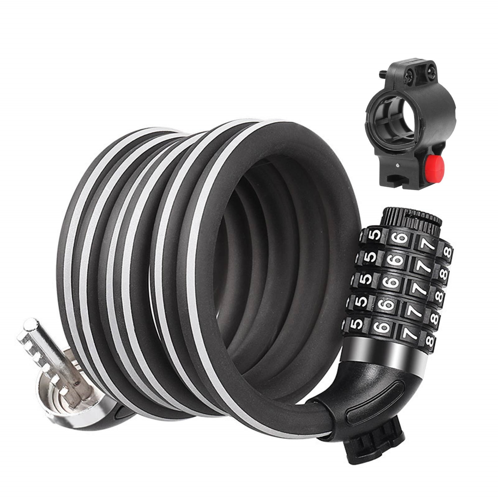 Durable Bike Lock High Security Level Intelligent Resettable Surface Reflective Strip Nti-theft Bicycle Lock With Night Warning: 02