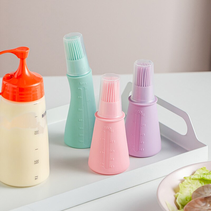 Resistant Baking Oil Control Barbecue Brush Silicone Oil Bottle Brush With Cover Oil Pastry Kitchen Baking BBQ Tool Kitchen Tool