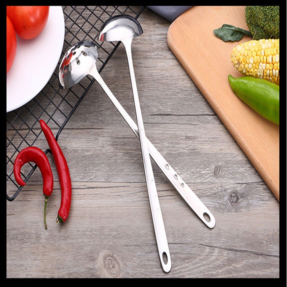 Colador de mango largo de acero inoxidable, cuchara para sopa, filtro de concha, desnatador de postres, cucharada de gachas, accesorios de cocina