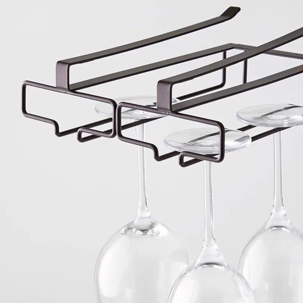 Stemware Inverted Storage Organizer Shelf Wine Glass Holder Hanging Iron Rack Champagne Goblet Cup Under for Kitchen Cabinettool