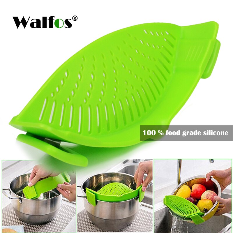 WALFOS de silicona de grado de alimentos olla Pan de embudo colador cocina arroz lavado coladores cocina Gadgets Accesorios para herramientas de cocina