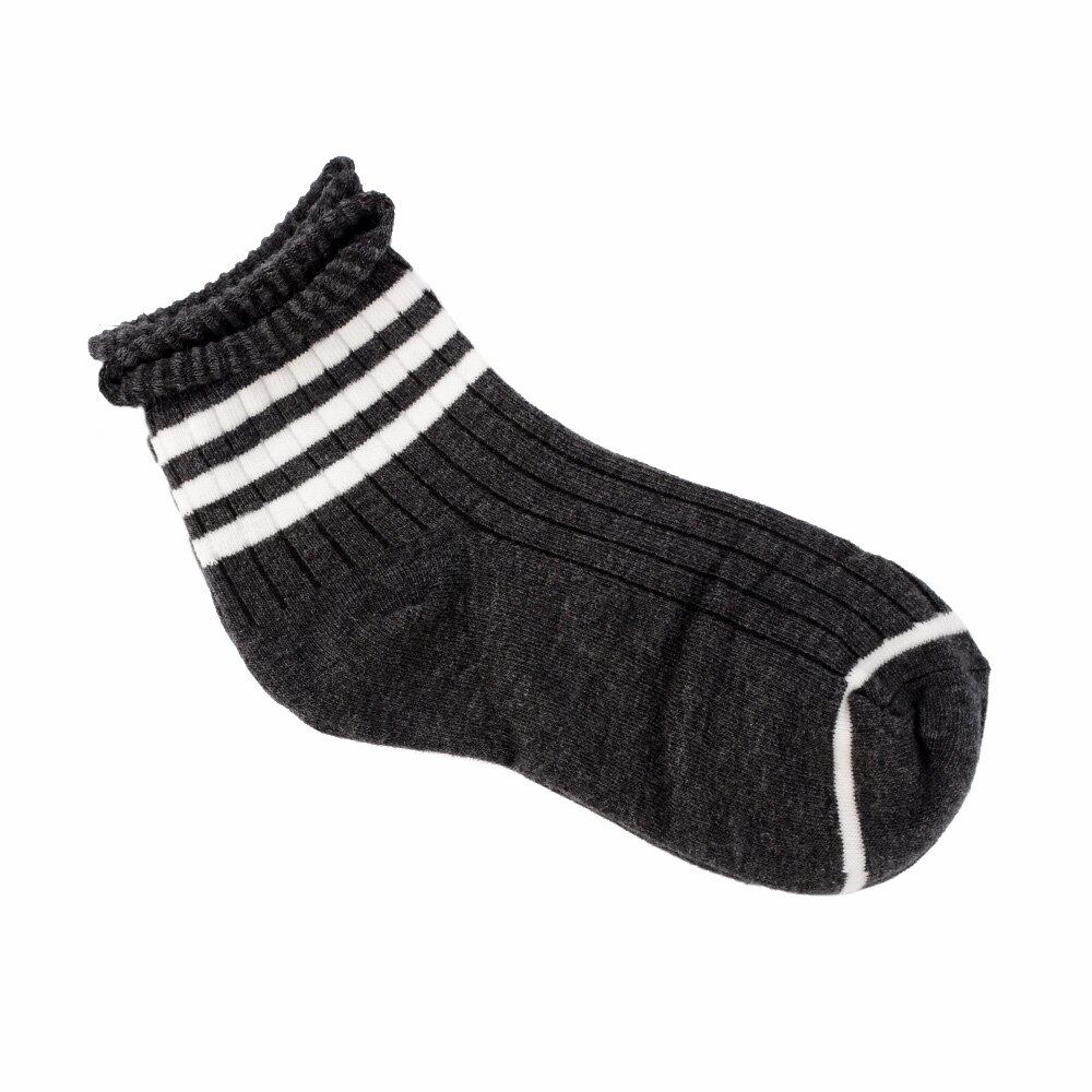 Kvinder pige stribede strømper sok varm elastisk ankel sokker flerfarvet: Grå