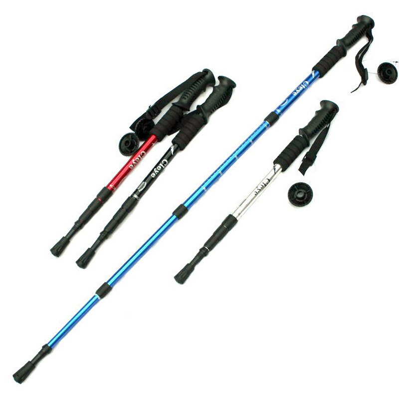 Anti Shock Hike Walking Stick 2pcs Nordic Walking Cane Aluminum Camp Telescopic Baton Outdoor Hiking Poles Crutches