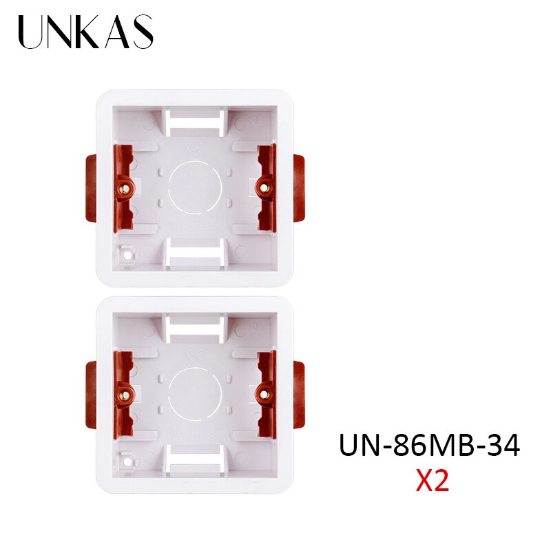 UNKAS Dry Lining Box For Gypsum Board / Drywall / Plasterboad 34mm Depth Wall Switch Socket 86mm / 146mm / 172mm Cassette: 2 Unit 86MB-34