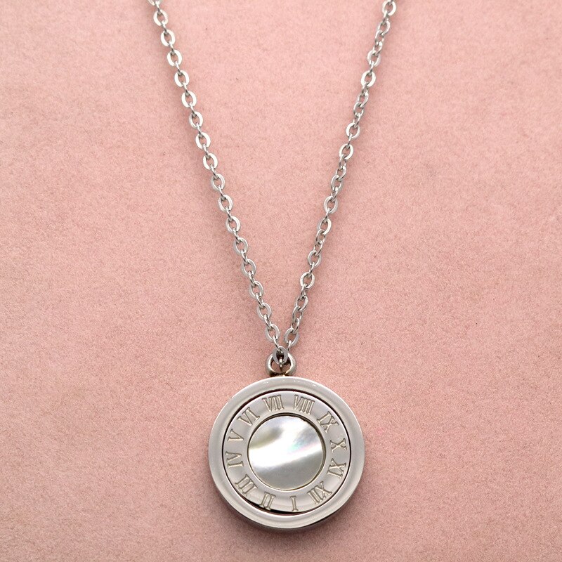 Witte zwarte schelp hanger ketting zwart-wit dubbelzijdige schelp romeins numeriek draaibare ketting: A