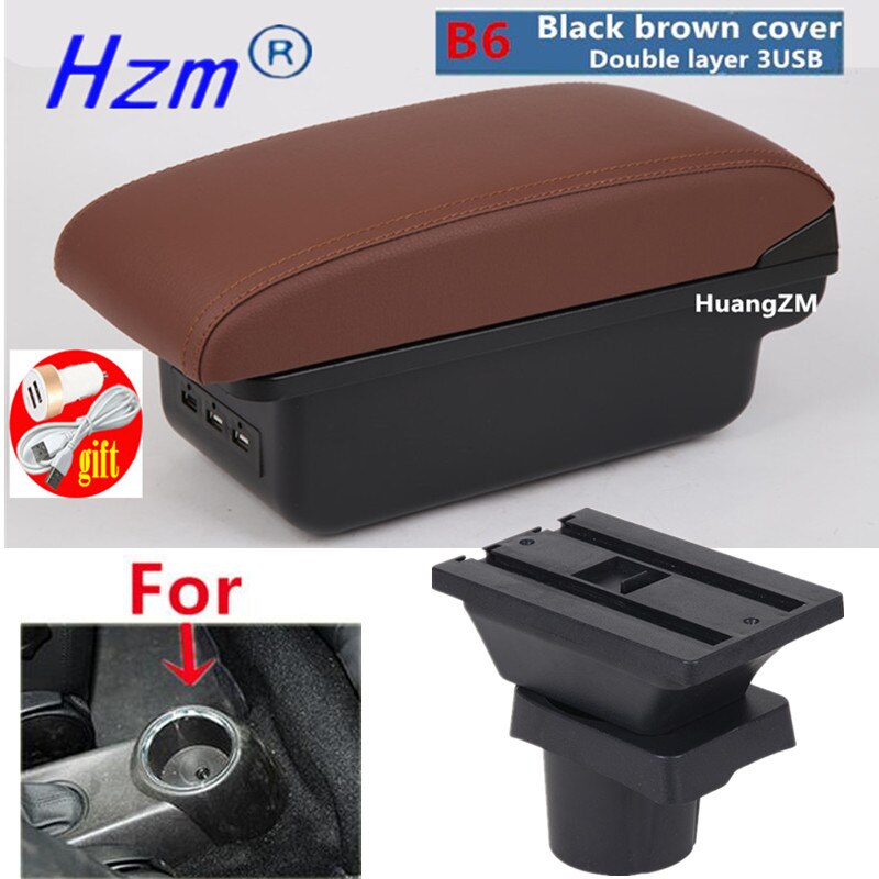 For MINI Cooper R50 R52 R53 R56 R57 R58 F55 F56 F57 Countryman R60 F60 Armrest box car accessories styling: B6 brown 3USB