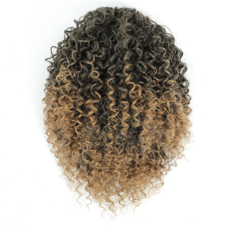 Aigemei Afro Kinky Curly Drawstring chignon Puff Ponytail African Hair Extension Synthetic Clip in Pony Tail Hair Extensions: 1B-27
