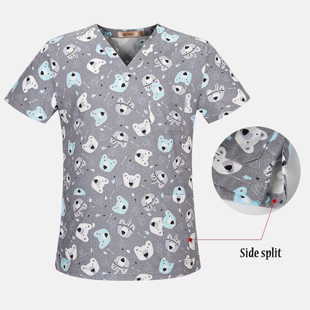 Beautician suits Short-sleeve beauty salon work suit woman print Scrubs Tops/pant costume women V-neck scrubs uniforms
