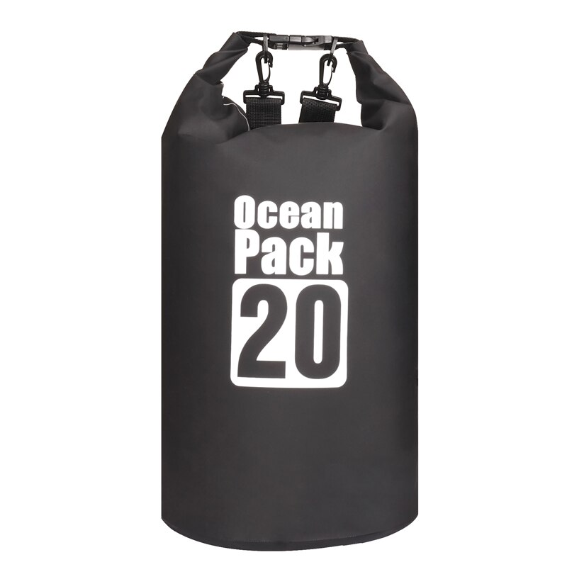 20l vandtæt vandafvisende tørpose sæk opbevaringspose pose svømning udendørs kajakroning kano flod trekking sejlsport: 20l sorte