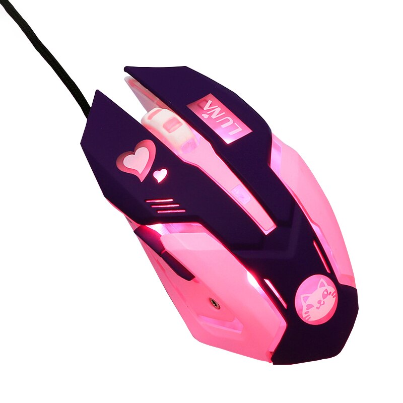 7-przycisk różowy mysz mechaniczna przewodowa mysz metalu makro rozdzielczości mysz USB mysz świecąca do gier RGB mysz ergonomiczna 3200 Dpi: 08