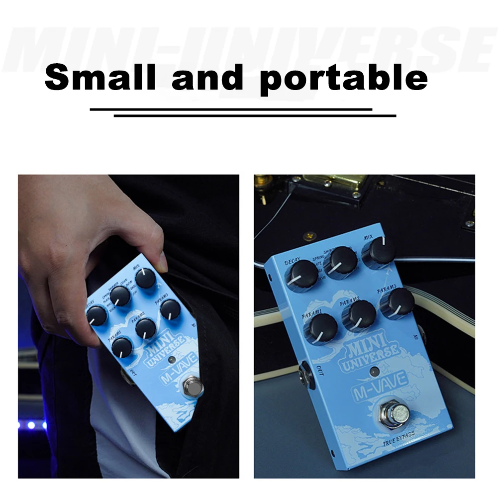 M-VAVA Mini-Universe Pedal de reverberación digital Pedal de guitarra de reverberación analógica Pedal de 9 tonos de reverberación puro para música de bajo eléctrico