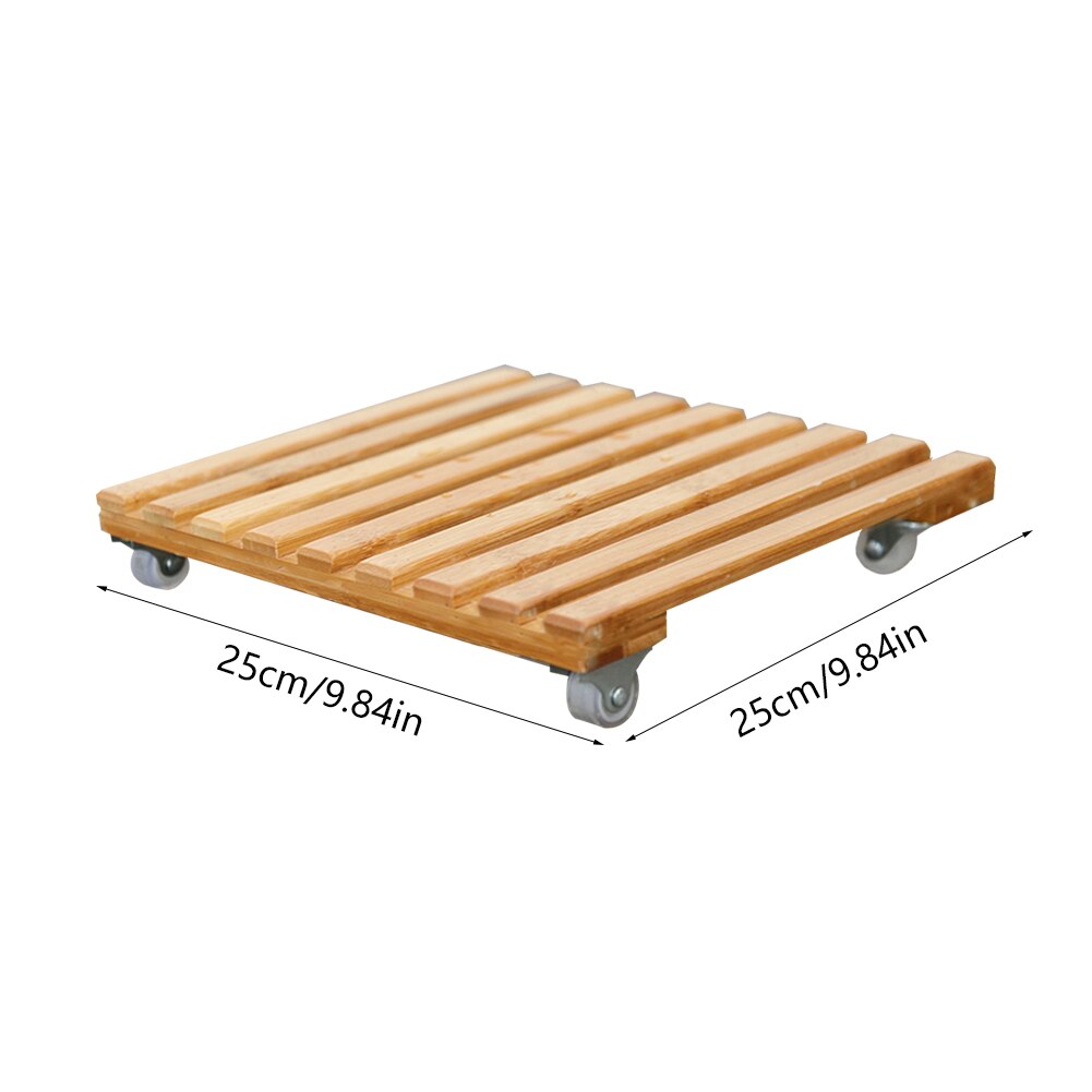 Moving Plant Flower Pot Base Roller Wood Square Tray With Wheel Movable Flower Holder Plant Stand Storage Rack For Home Garden