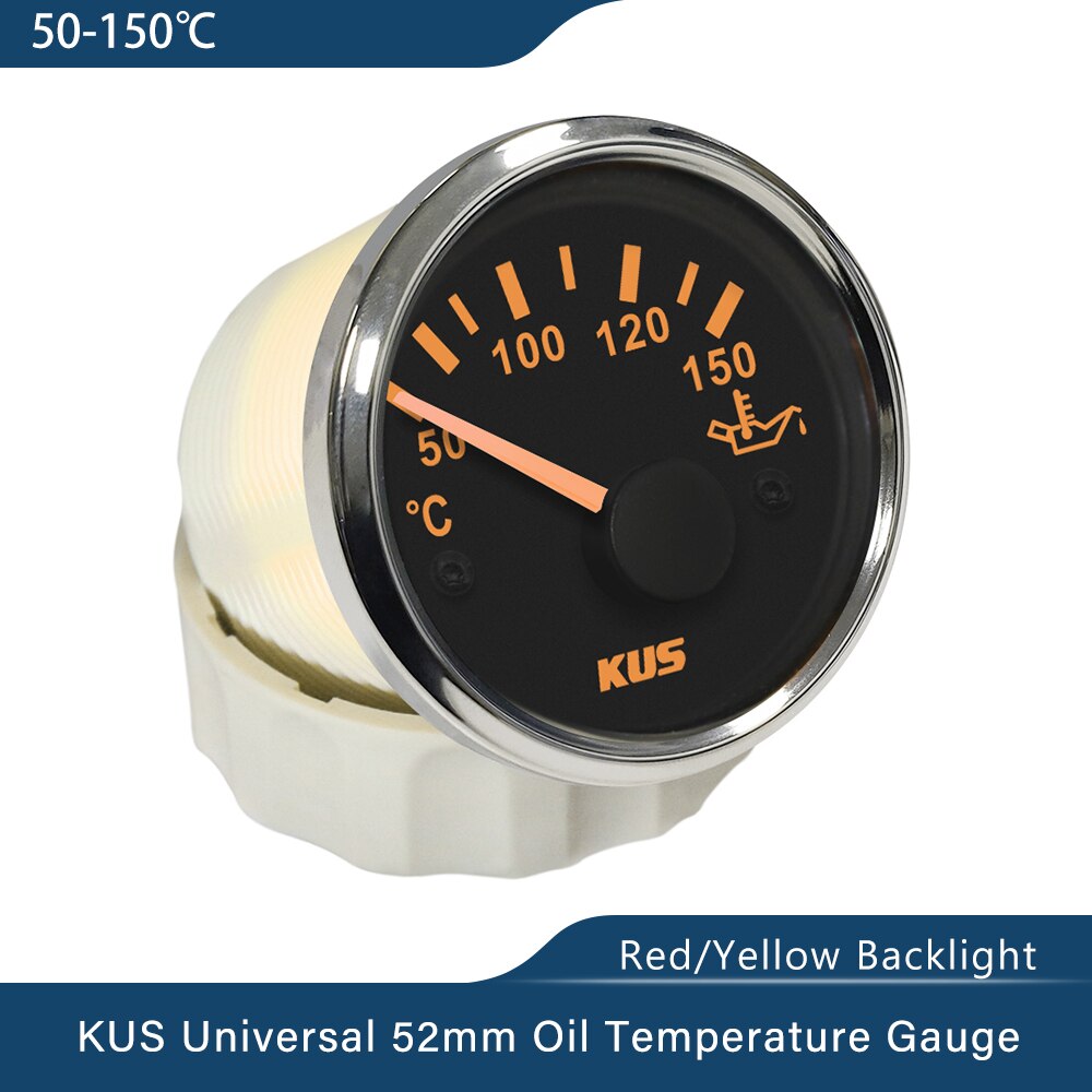KUS Universal 52mm(2") Car Oil Temp Temperature Gauge Sensor Meter Indicator 50-150℃ 12V 24V Automotive Waterproof