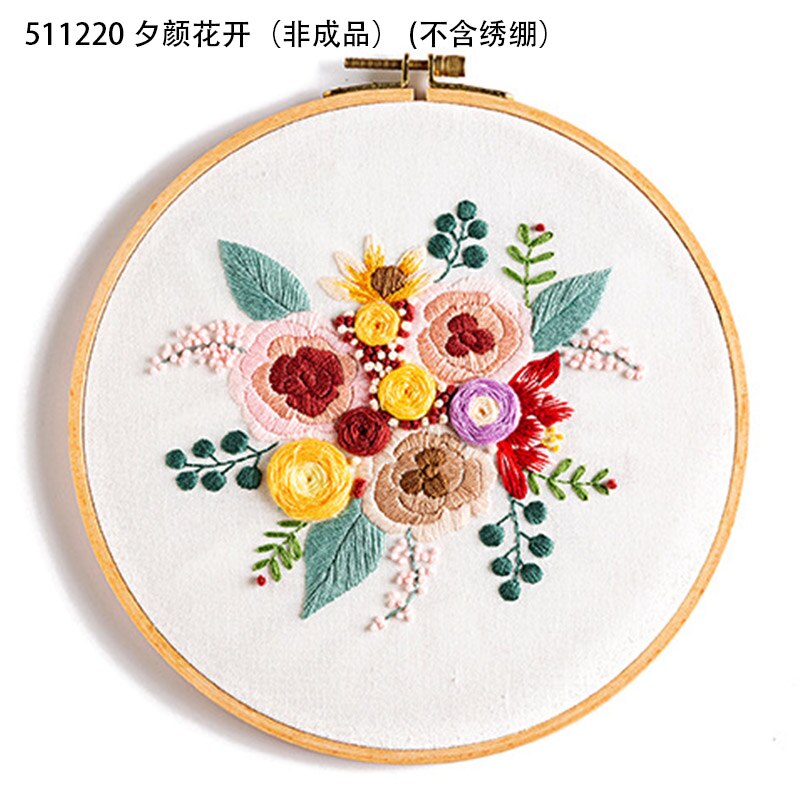 Gör-det-själv broderi kit blombukett mönster hantverk korsstygn material paket set dekor broderi båge sytillbehör: 511220