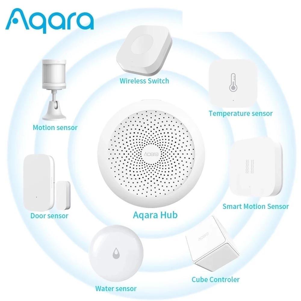 Aqara Hub M1S Gateway Kits de hogar inteligente Zigbee sensores de movimiento de puerta de temperatura Sensor de humo funciona con la aplicación Mi Home Homekit