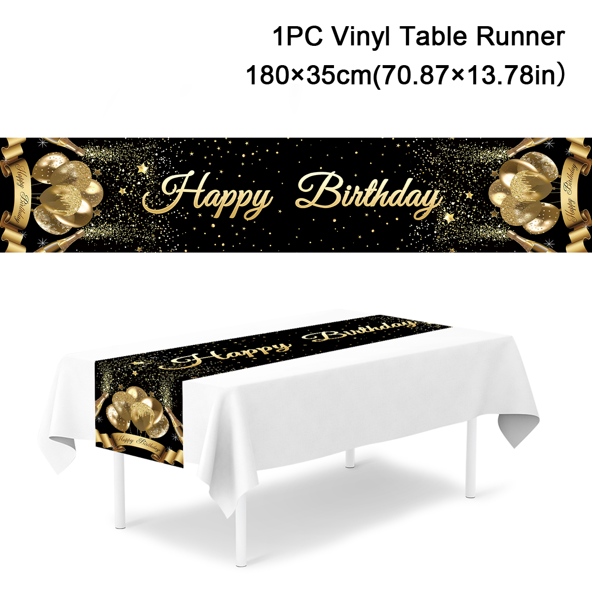 corridore da tavola di compleanno in oro nero 30 50 tovaglia di compleanno decorazione per feste di palloncini per la casa sfondo matrimonio anniversario per adulti: colorato