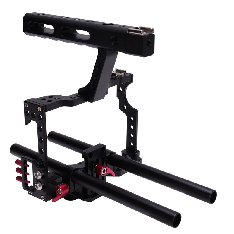 AAAE Top antideslizante DSLR cámara Video Cage Kit CNC estabilizador duradero para GH4 A7S A7 A7R A7RII A7SII