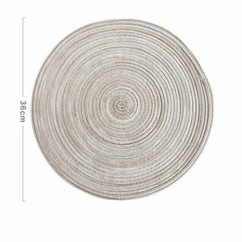 Rund bord ramie isoleringspude solide dækkeservietter linned skridsikker bordmåtte køkkentilbehør dekoration hjemmeunderlag coaste: Beige 36cm