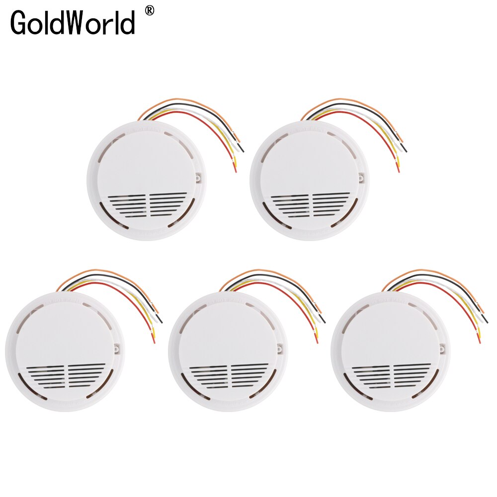 5Pcs Bedrade Kabel Fire Rookmelder Alarm Voor Bedrade Kabel Gsm Pstn Alarmsysteem