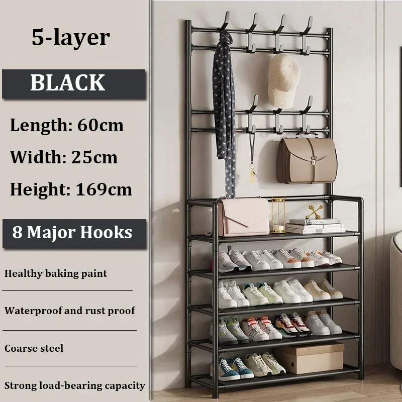 Colgador de ropa, Zapatero multicapa, puerta DIY, estante para sombreros y zapatos, organizador Simple de pie para sala de estar, estantes de almacenamiento: Transparente