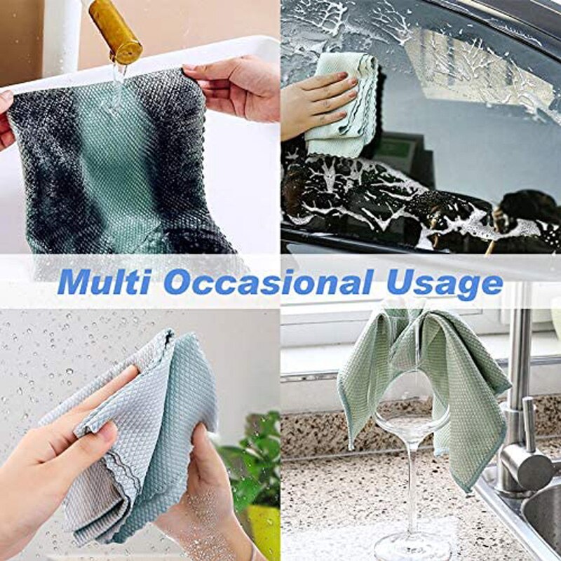 2Pcs Microfiber Glass Cleaning Cloth Efficient Fish Scale Wipe Cloth Cleaning Cloth For Easily Clean Windows Mirrors Towels Rag