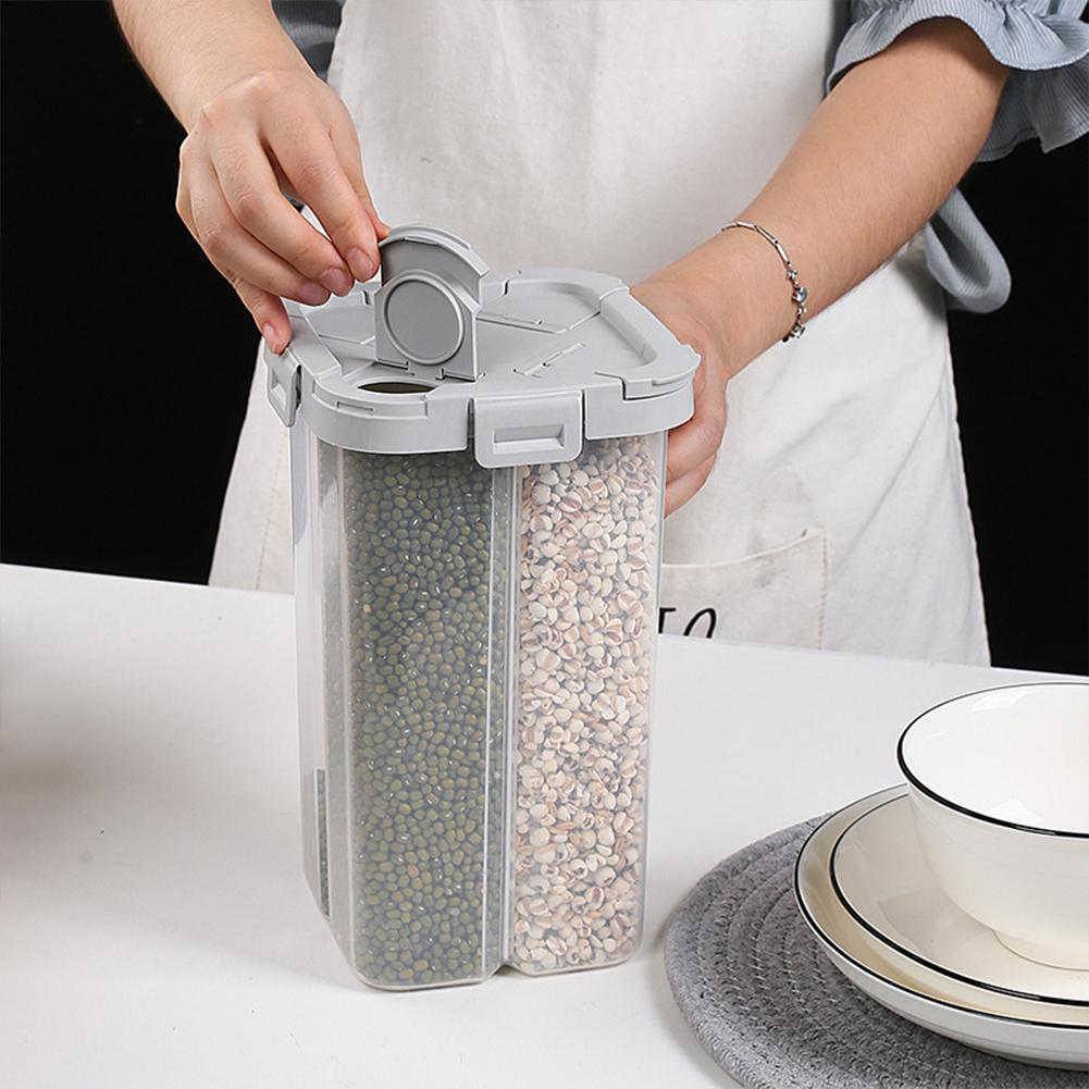 Food Storage Box Cereal Sealed Box Snacks Jar Refrigerator Food Crisper Kitchen Accessories Organizer Home 4 Grid Compartment