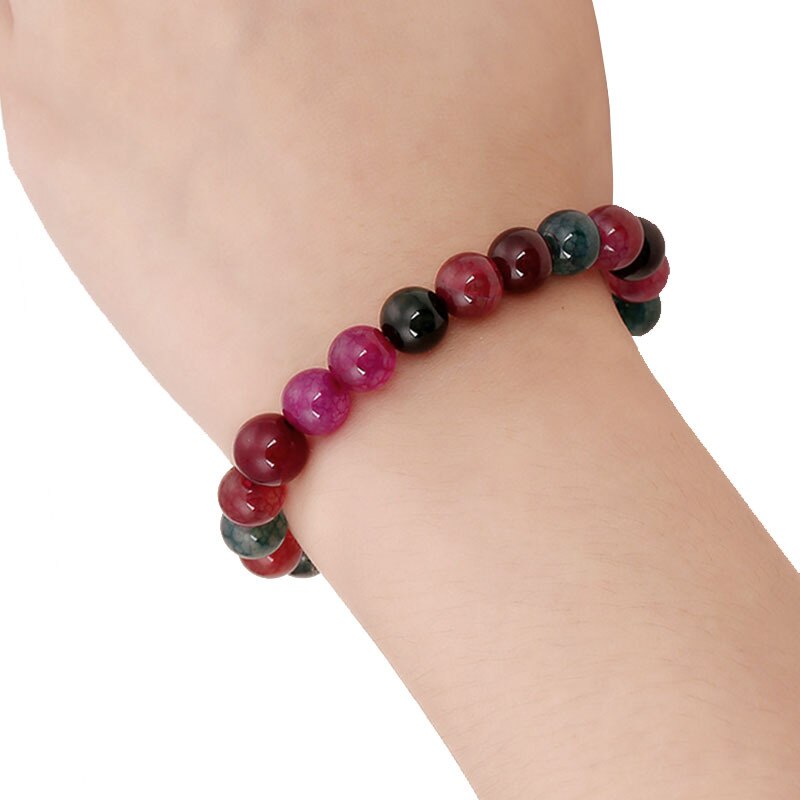 Candy Color Agates Bracelet Mix Color Semi-precious Stone Onyx Beads Strand Bracelets for Women Men Handmade Loose Beads Jewelry