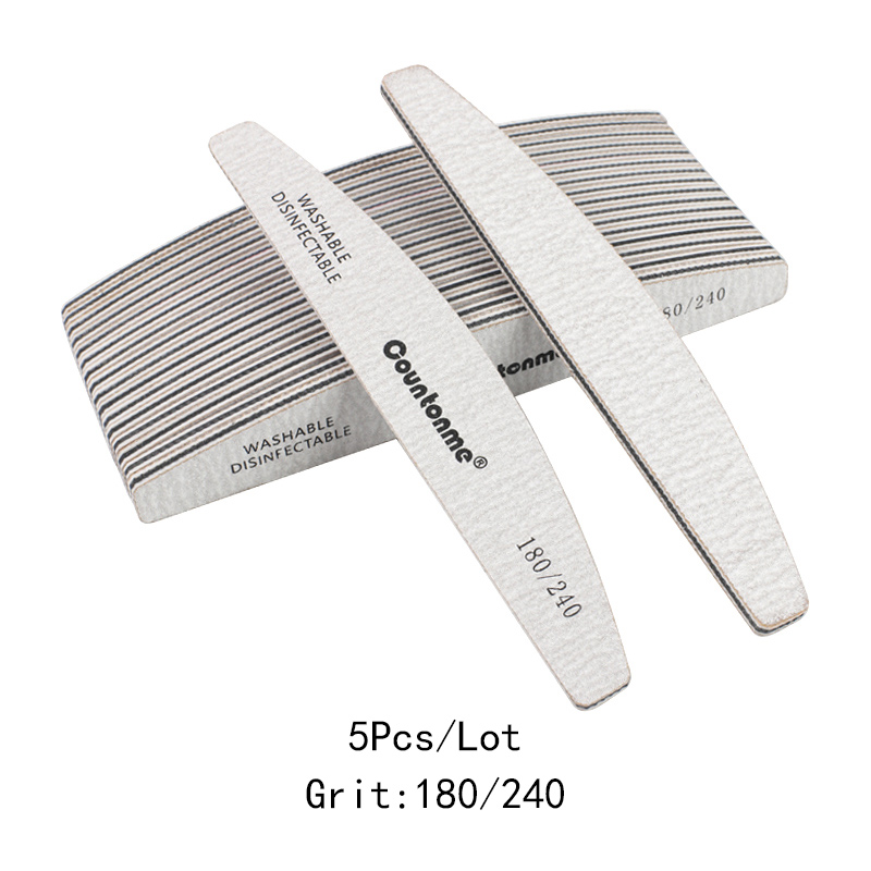 Limes à ongles épaisses pour manucure, lot de 3/5/10 pièces, bloc de tampon incurvé, grain 80/100/150/180/240, accessoires pour Nail Art: 5Pcs 180-240 Grit