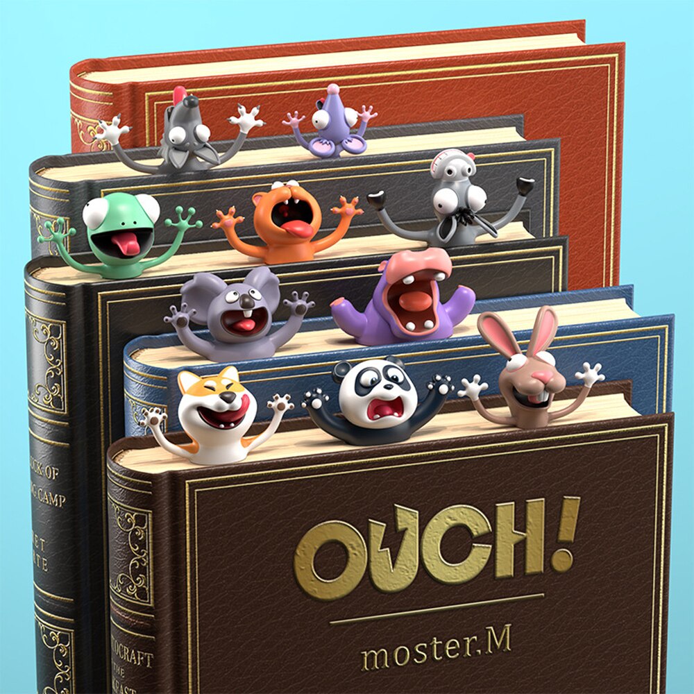3D Cartoon Dieren Bladwijzer - Leuke Kat, Panda, Haai - Kawaii Pagina Marker voor Kinderen & School