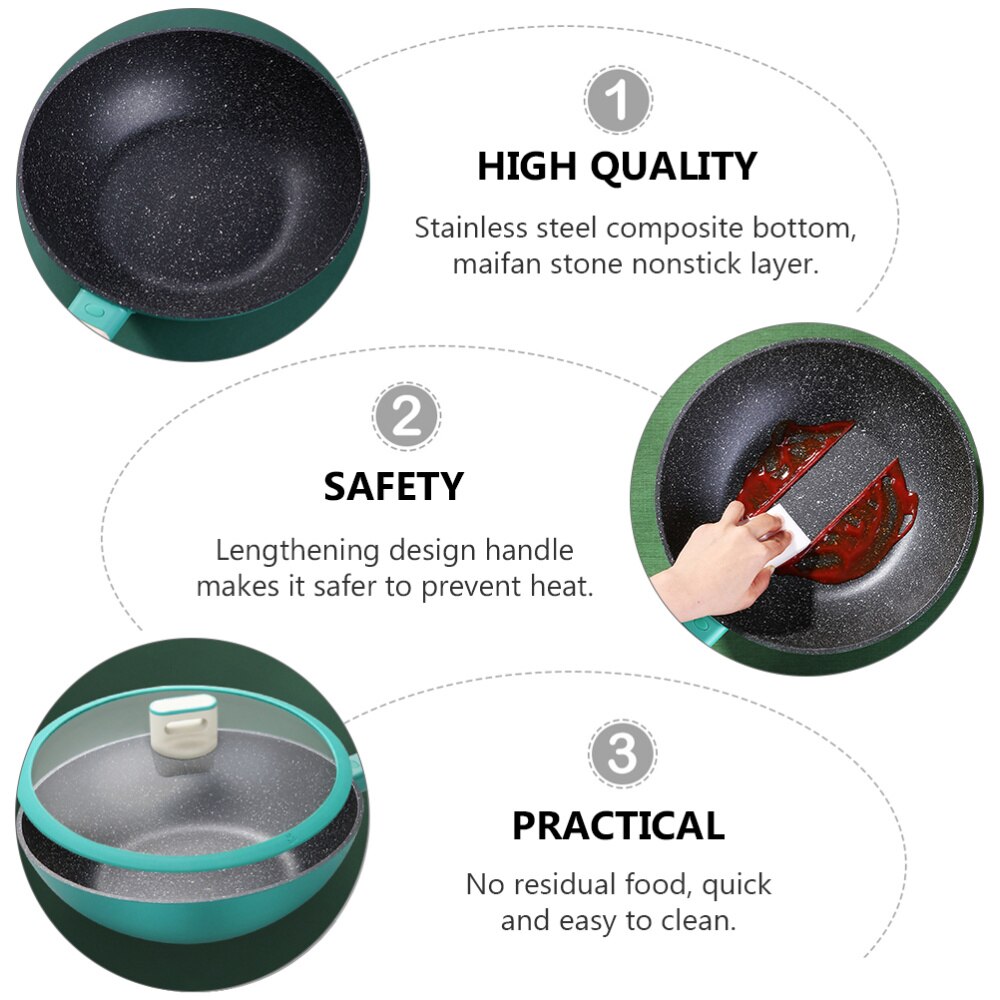 1pc Induction Cooker Wok Maifan Stone Non-stick Frying Pan Cookware for Kitchen