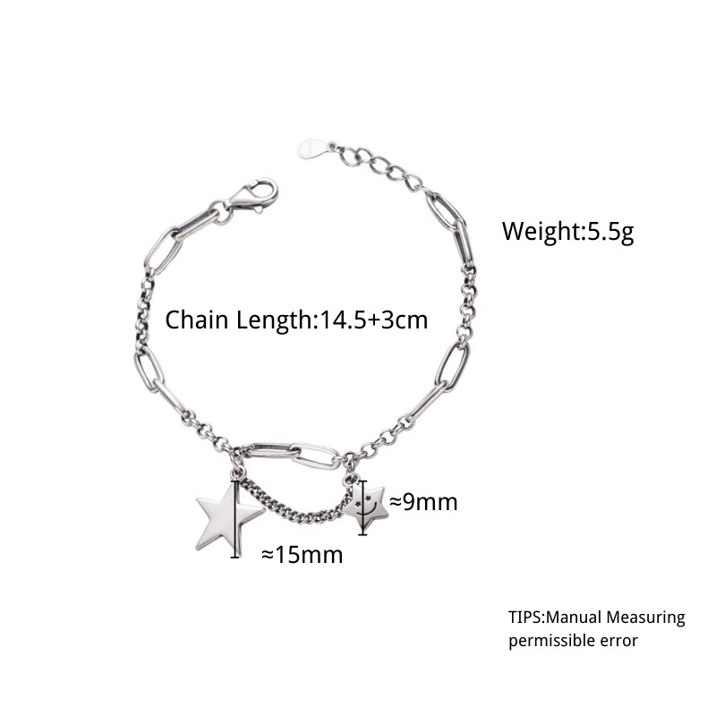 S925 stempel lachend gezicht ster thaise zilveren kleur armband kwastje ketting armband voor vrouwen sieraden s -b381