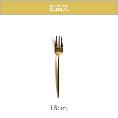 Bestek Glod Zilver Rvs Bestekset Bestek Vork Lepel Mes Set Dessert Vork Lepel Diner Opscheplepel Servies: Golden Dessert Fork