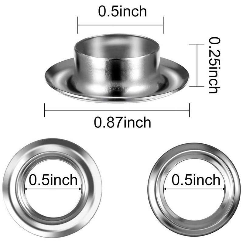 100 Sets Grommets Eyelets and Grommet Setting Tool Grommet Tool Kit with Storage Box(0.4/0.5 Inch Inside Diameter)