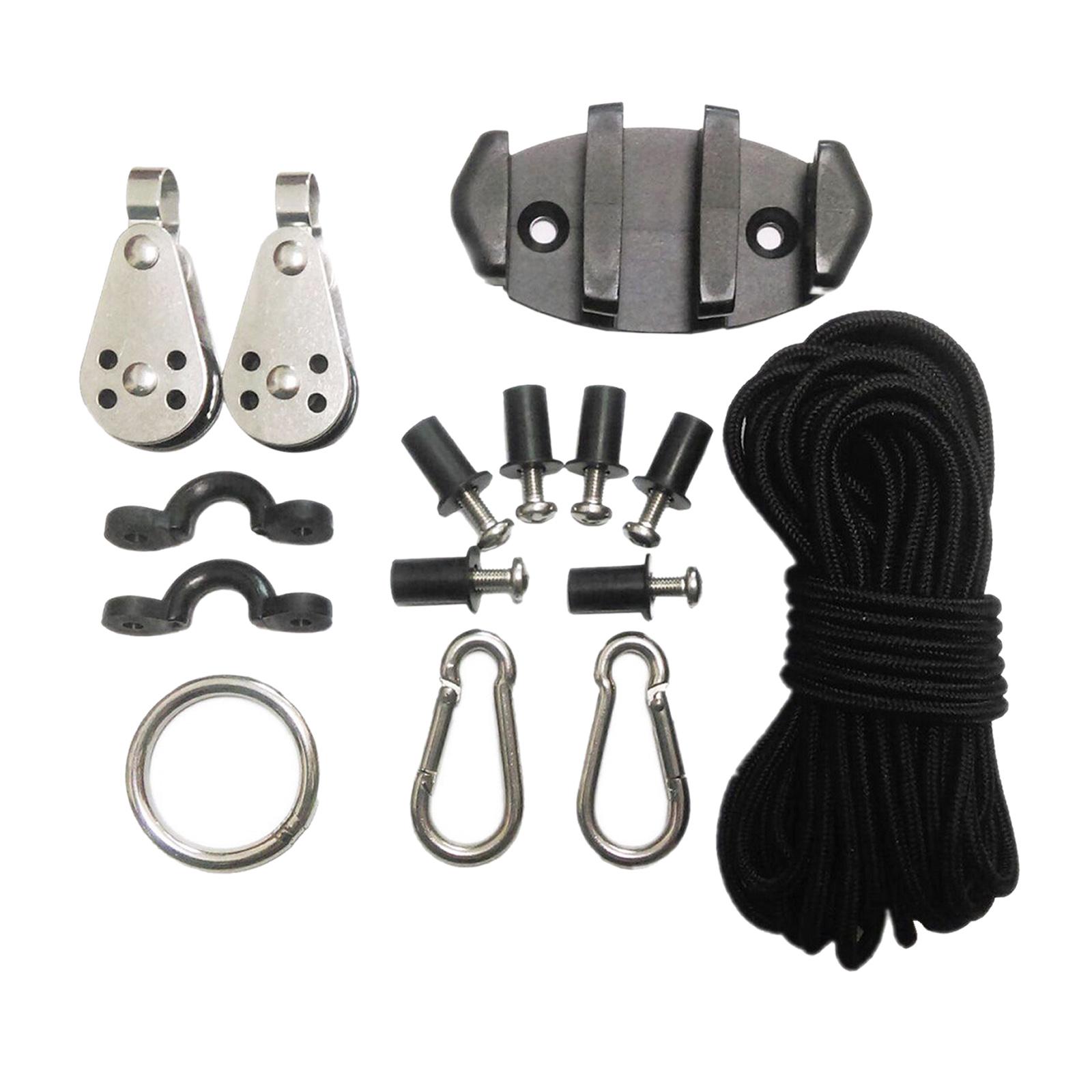 Water Sports Kayak Canoe Anchor Trolley Kit Cleat Rigging Ring Pulleys Pad Eyes Well Nuts Screws Kayak Accessories Set