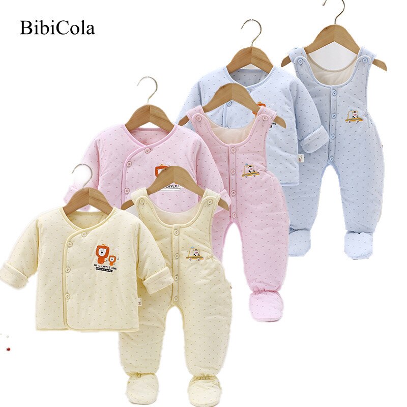 Pasgeboren Jongen Meisjes Kleding Set Lente Winter Baby Jassen + Bib Overalls Baby Jongens Kleding Bobysuit Katoenen Baby Kostuum