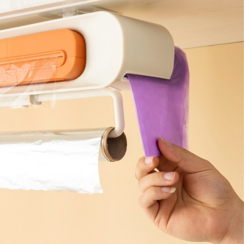 3in1 Food Wrap Dispenser Foil Cling Sharp Cutter Preservative Film Wrap Storage B03E