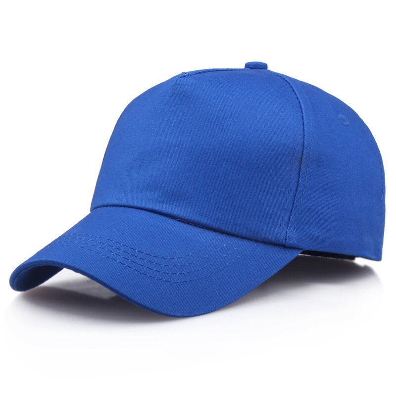 Unisex ensfarvet baseball cap bomuld snapback hatte retro enkel solcreme camouflage accepter tilpasning  bq125: Blå