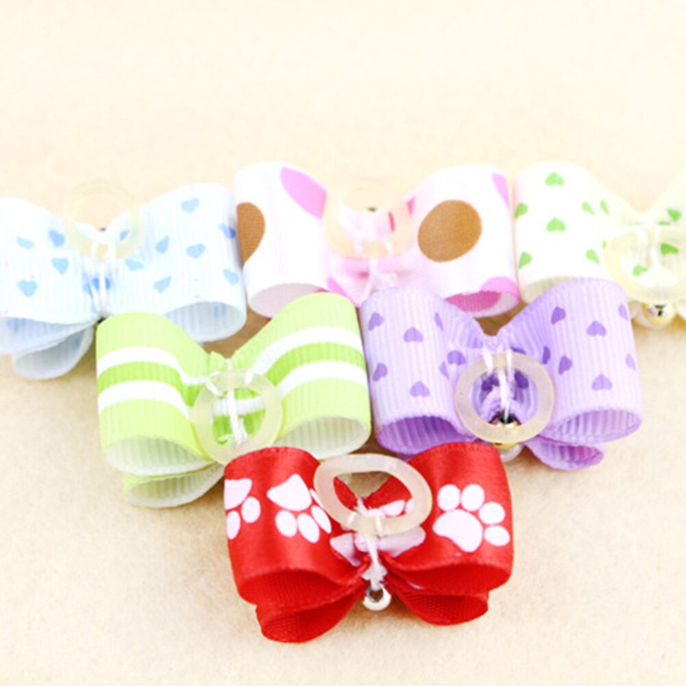 Lazos para el pelo de perro, cinta de goma con lazo para cachorros y gatos, colores mezclados, 10 unidades
