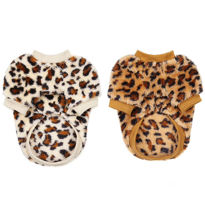 Pull léopard pour chien, vêtement de styliste pour petit et moyen gabarit, bouledogue français, carlin Pitbull, peluche épaisse, pull d&#39;hiver