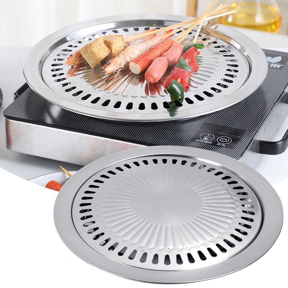 Parrillas antiadherentes coreanas para barbacoa, Cassette para horno, sartén redonda portátil antiadherente, fácil de limpiar, accesorios para exteriores, herramientas