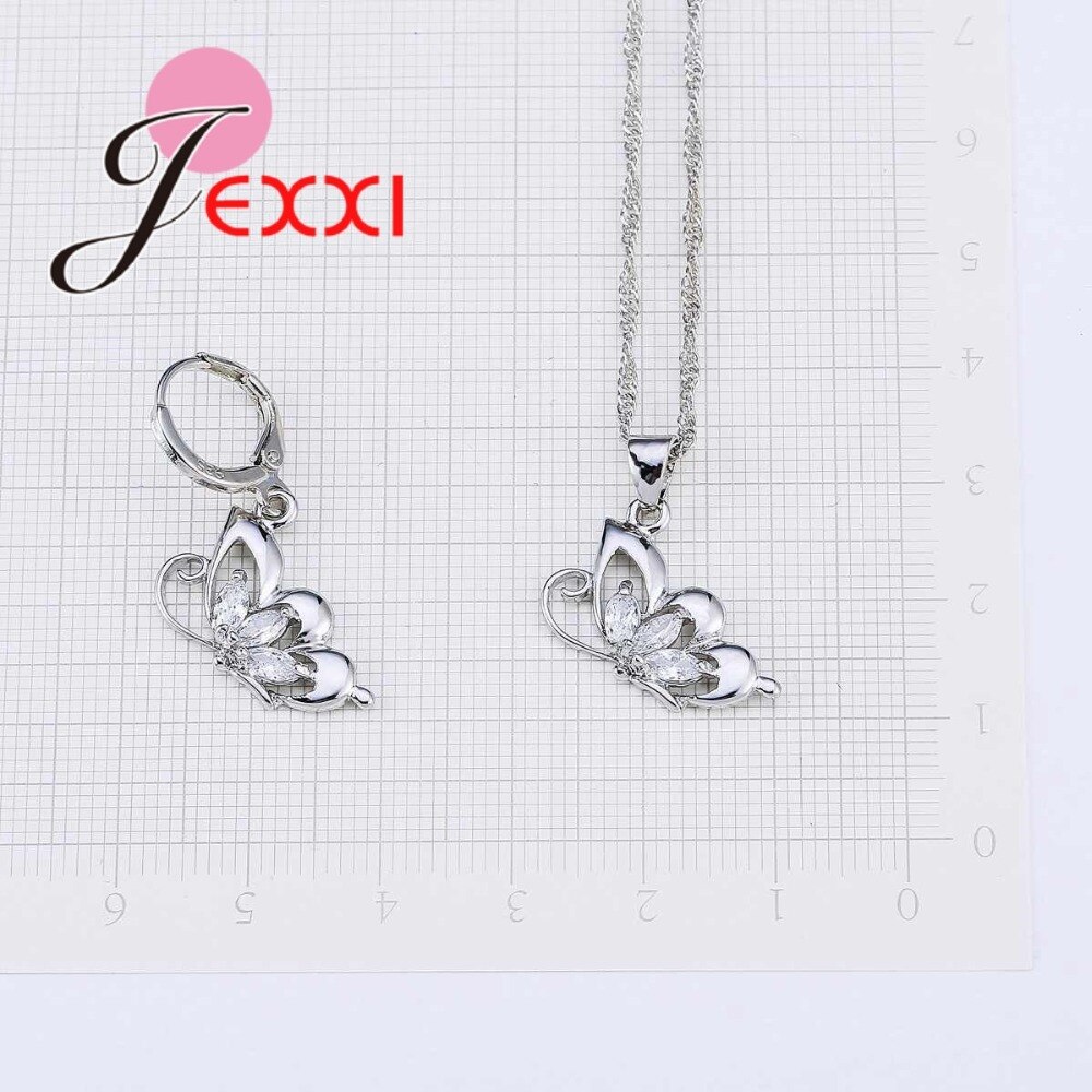 Vrouwen Meisjes Beste Cadeau voor Kerst Mode S90 Holle Vlinder Kristal Ketting Oorbellen Sieraden Sets