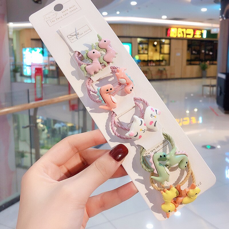 10 Stks/set Baby Meisje Kids Hoofddeksels Leuke Cartoon Fruit Dier Elastische Haarbanden Hoepel Hoofd Touw Paardenstaart Houder Haaraccessoires