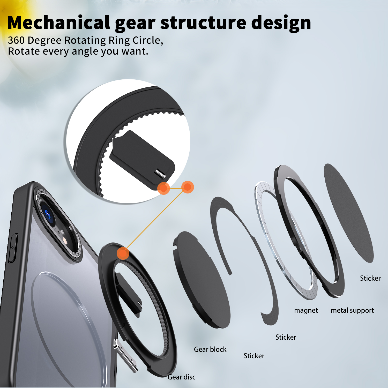 Fit iPhone 16e telefoonring metalen standaard schokbestendig hoesje, magnetisch voor iPhone 16e 2025 hoesje [compatibel met MagSafe]