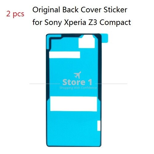 2 Stks voor Sony Xperia Z3 Compact Originele Back Glas Sticker; Waterdichte Back Batterij Cover Sticker voor Z3 Compact