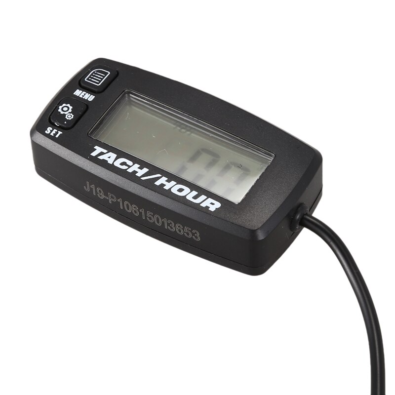 1 Pcs Black Tachometer Digital Inductive Tach Hour Meter Resettable Revolution Counter for Motorcycle Marine Boat ATV Snowmobile