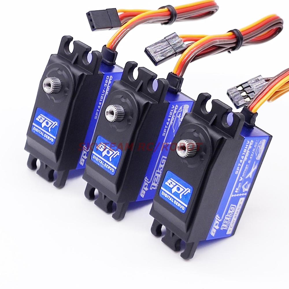 Spt 4412lv 12kg grote koppel metalen tandwiel standaard digitale laag profiel servo 1:10 rc auto vliegtuig robotarm 180 320 hoek