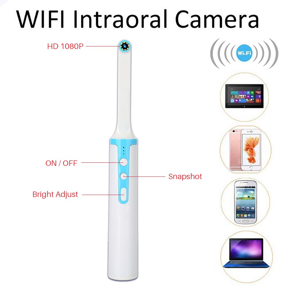 APEXEL Wireless WiFi 1080p HD Oral Dental Endoscope 8 Adjustable Led Lights Intraoral Camera for iOS Android Teeth Inspection