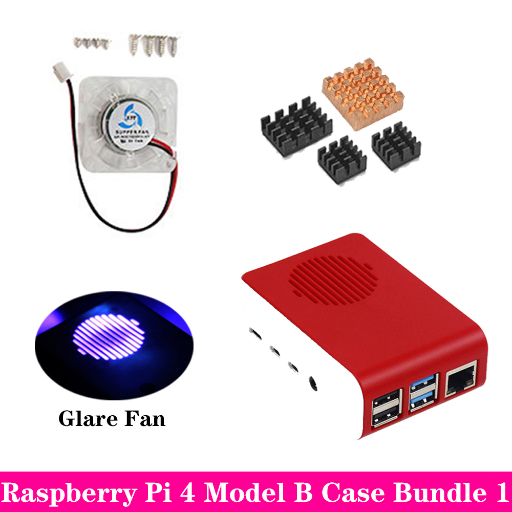 Raspberry Pi 4 Case ABS Case Box Behuizing Shell met Glare Koelventilator Aluminium Koellichaam voor Raspberry Pi 4 model B Pi 4B Pi4