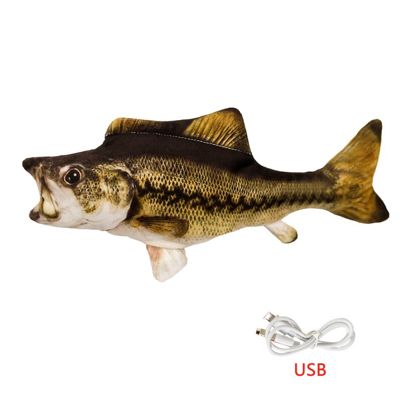 Pet Soft Electronic Fish Shape Cat Toy Electric USB Charging Simulation Fish Toys Funny Cat Chewing Playing Supplies Dropshiping: Grouper